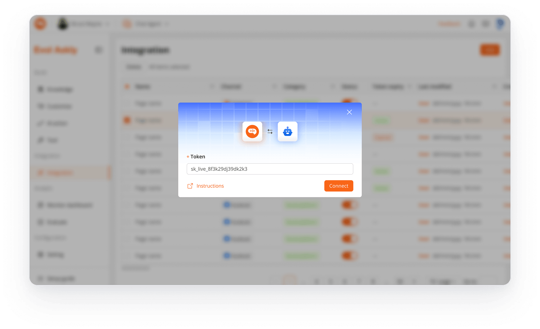 Authorize the CRM through the platform's OAuth flow